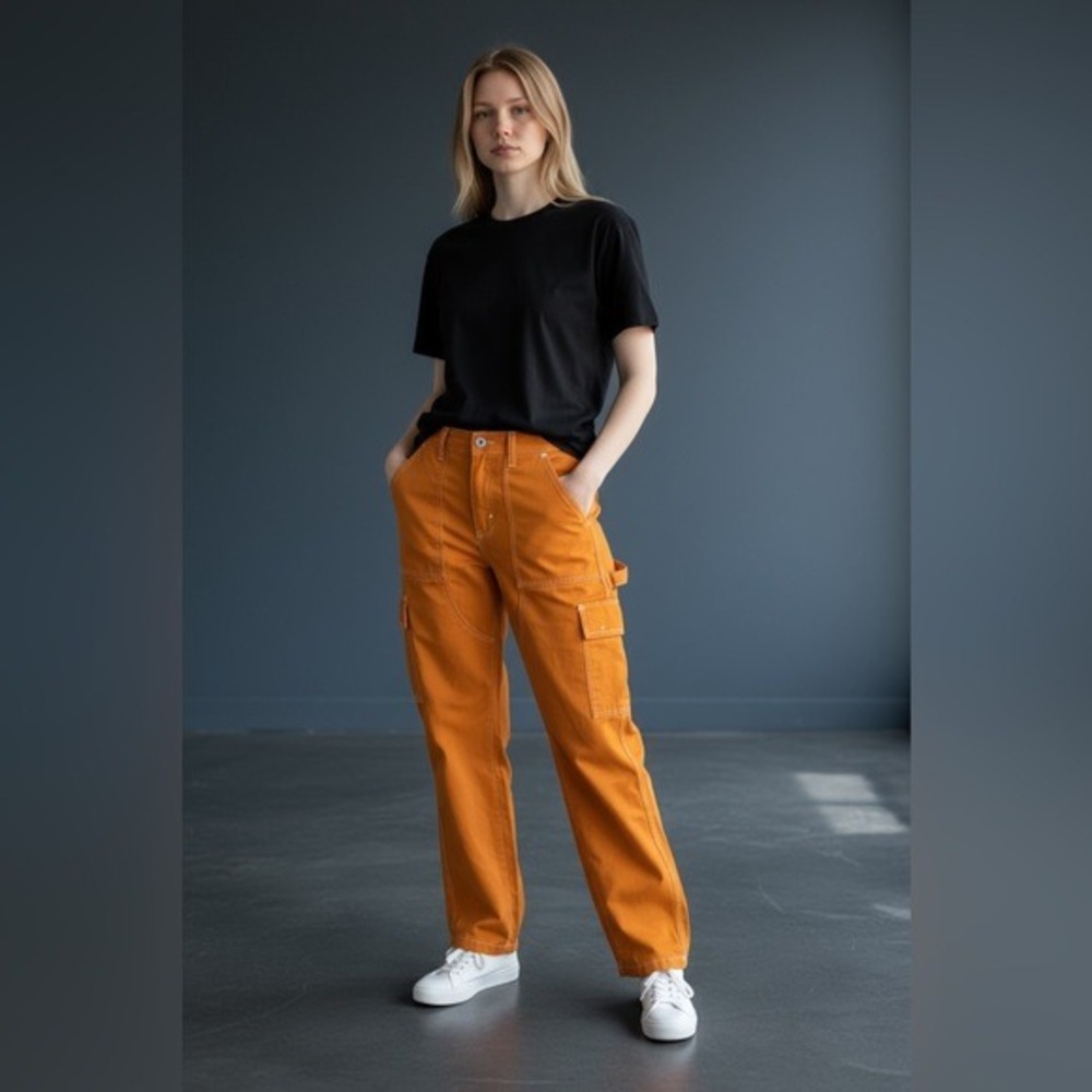 Old Navy Womens High Rise Straight Cargo‎ Carpenter Pants